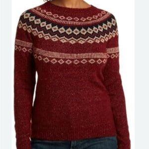 Weatherproof Women's Burgundy Fair Isle Scoopneck Sweater